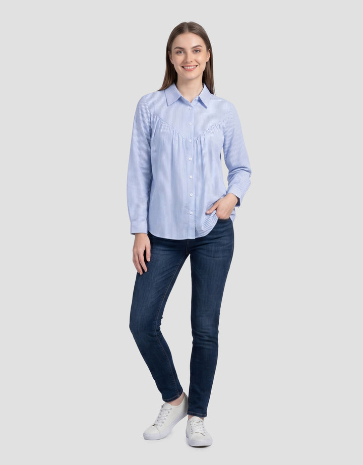 MXM FULL STRIPE PRINT KEMEJA LENGAM PANJANG WANITA