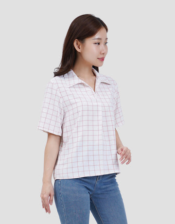 MXM CHECK PRINT KEMEJA LENGAN PENDEK WANITA