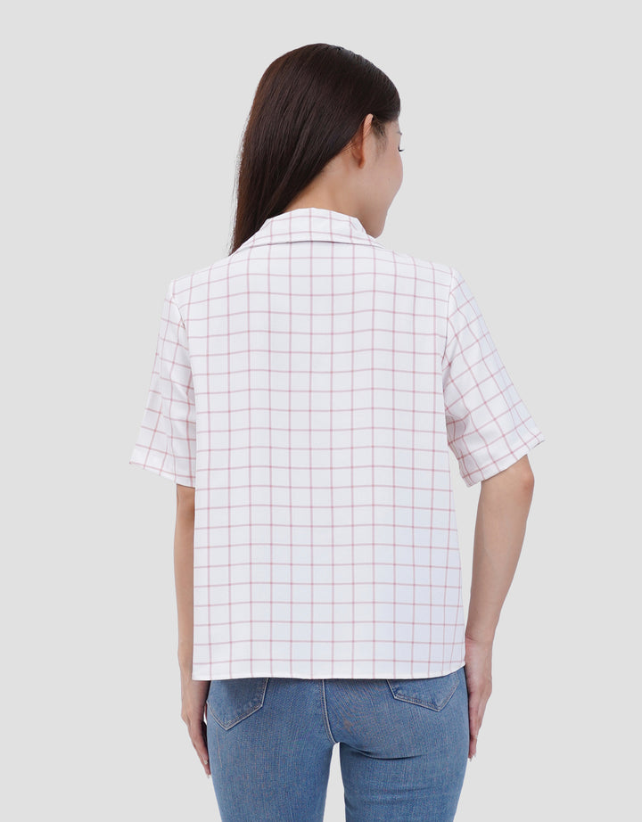 MXM CHECK PRINT KEMEJA LENGAN PENDEK WANITA