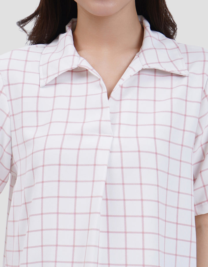 MXM CHECK PRINT KEMEJA LENGAN PENDEK WANITA