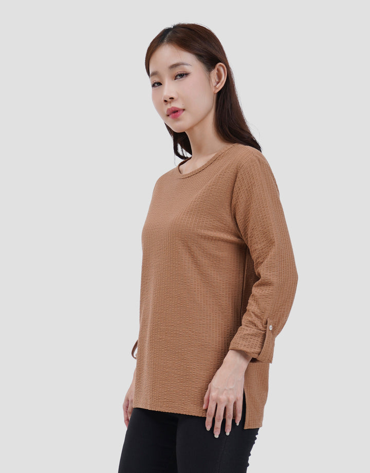 MXM ROUND NECK KRINKEL KAOS LENGAN PANJANG WANITA