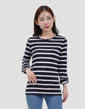 MXM ROUND NECK STRIPE KAOS LENGAN PANJANG WANITA