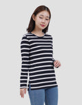 MXM ROUND NECK STRIPE KAOS LENGAN PANJANG WANITA
