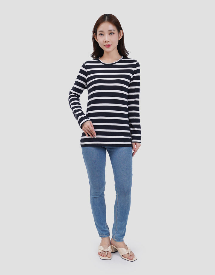 MXM ROUND NECK STRIPE KAOS LENGAN PANJANG WANITA