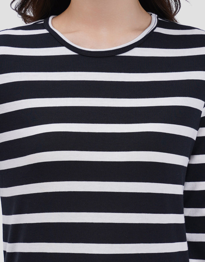 MXM ROUND NECK STRIPE KAOS LENGAN PANJANG WANITA