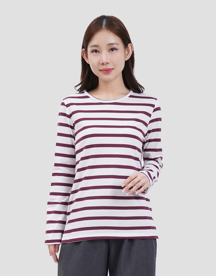 MXM ROUND NECK STRIPE KAOS LENGAN PANJANG WANITA