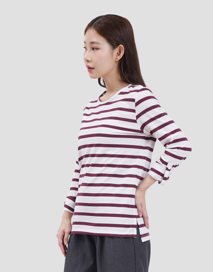 MXM ROUND NECK STRIPE KAOS LENGAN PANJANG WANITA