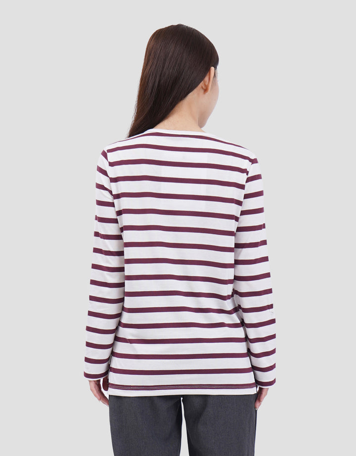 MXM ROUND NECK STRIPE KAOS LENGAN PANJANG WANITA