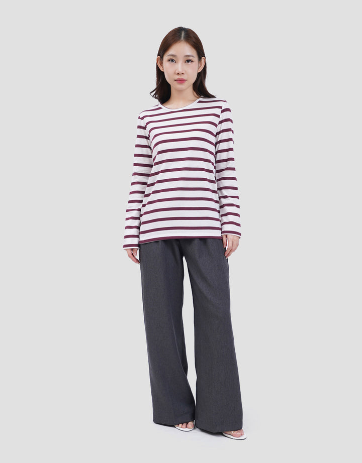 MXM ROUND NECK STRIPE KAOS LENGAN PANJANG WANITA