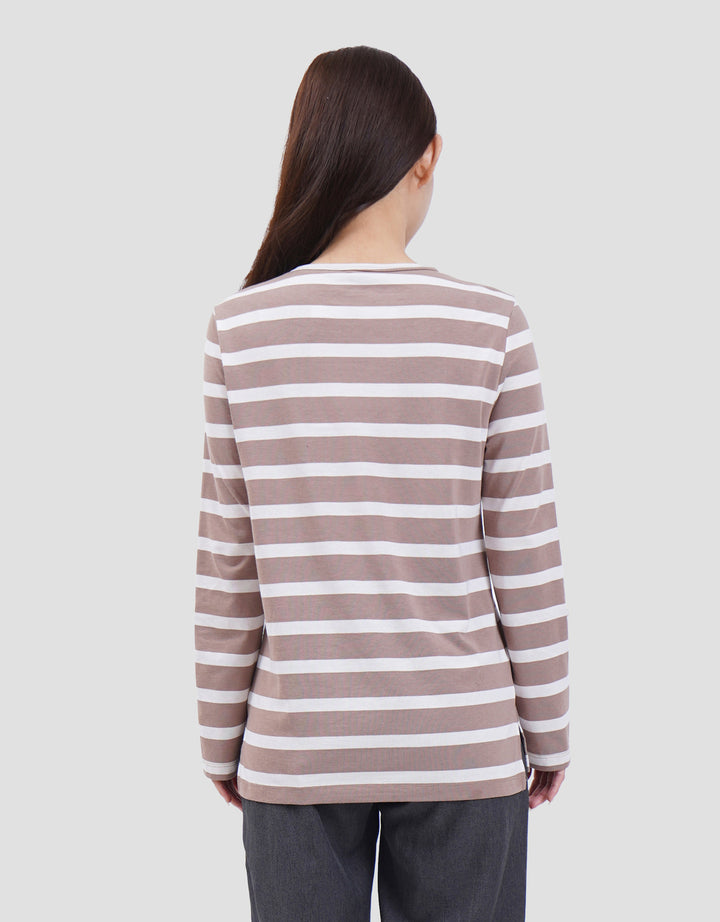 MXM ROUND NECK STRIPE KAOS LENGAN PANJANG WANITA