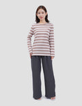 MXM ROUND NECK STRIPE KAOS LENGAN PANJANG WANITA