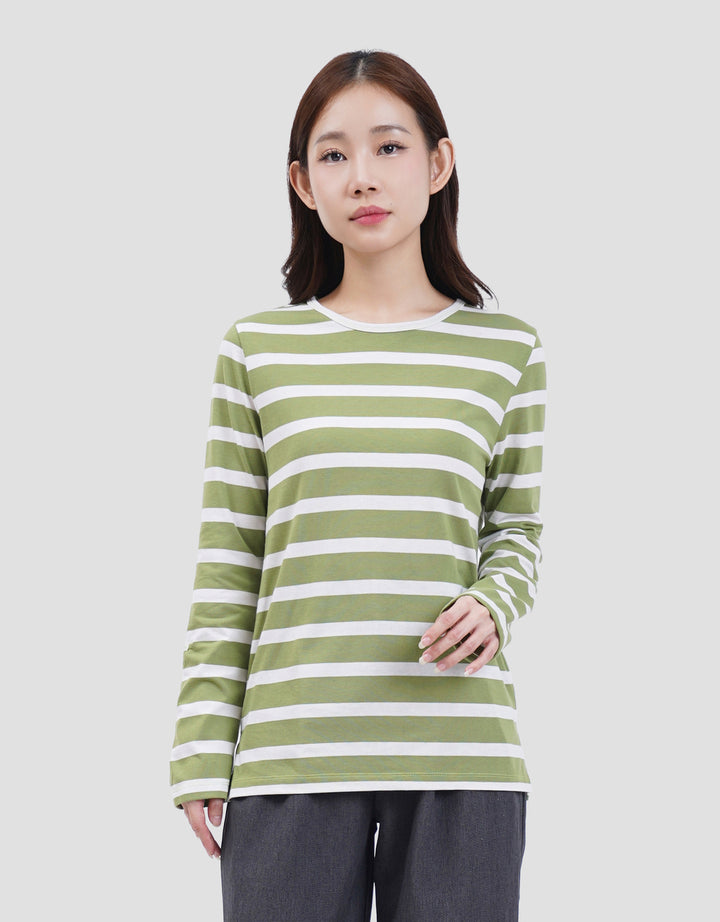 MXM ROUND NECK STRIPE KAOS LENGAN PANJANG WANITA