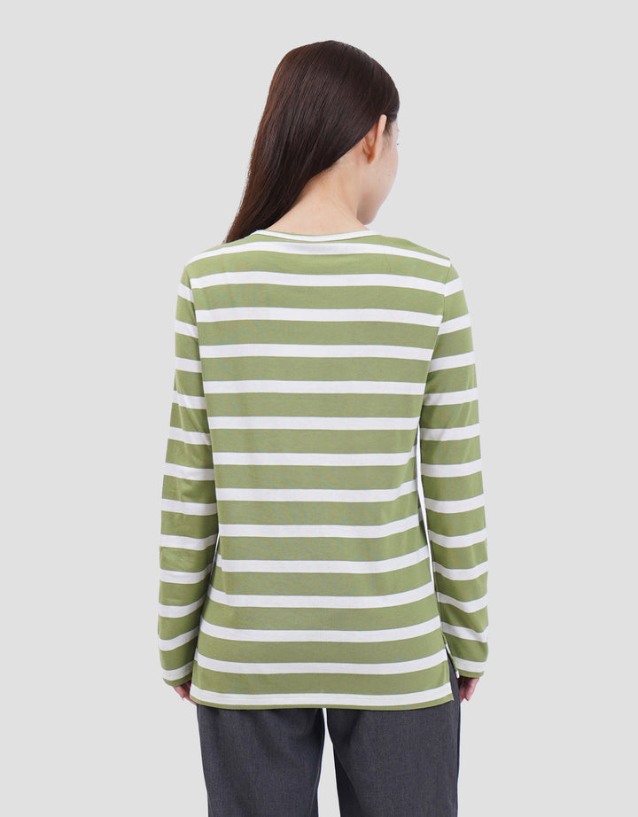 MXM ROUND NECK STRIPE KAOS LENGAN PANJANG WANITA