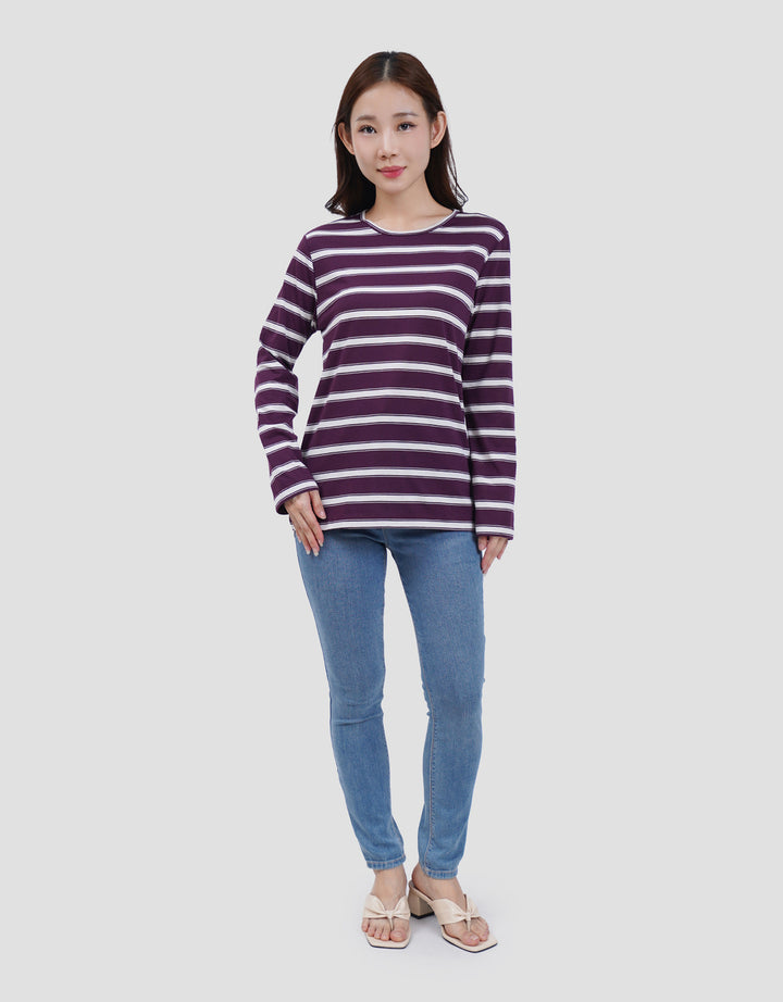 MXM NECK STRIPE KAOS LENGAN PANJANG WANITA