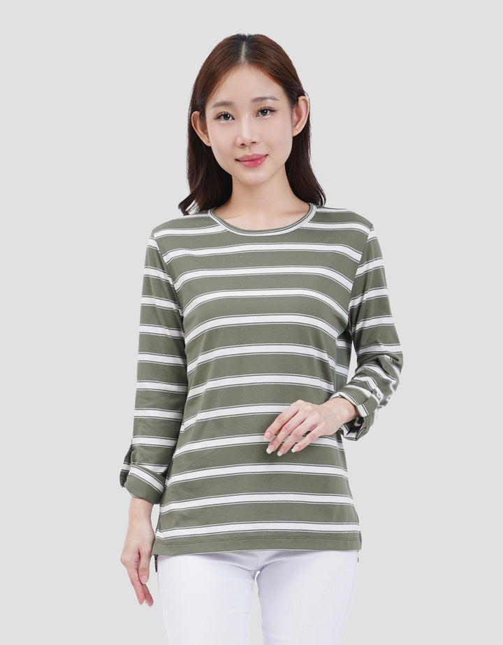 MXM NECK STRIPE KAOS LENGAN PANJANG WANITA