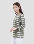 MXM NECK STRIPE KAOS LENGAN PANJANG WANITA