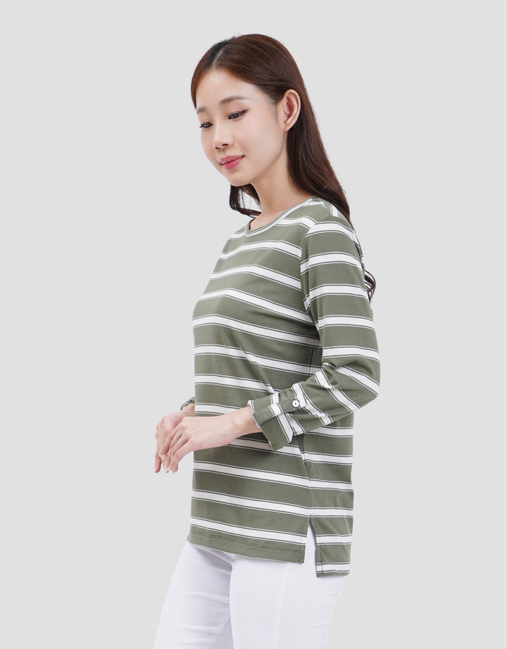 MXM NECK STRIPE KAOS LENGAN PANJANG WANITA