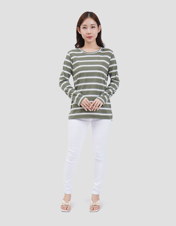 MXM NECK STRIPE KAOS LENGAN PANJANG WANITA