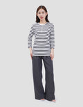 MXM HENLEY STRIPE KAOS LENGAN PANJANG WANITA