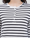 MXM HENLEY STRIPE KAOS LENGAN PANJANG WANITA