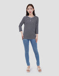 MXM HENLEY STRIPE KAOS LENGAN PANJANG WANITA