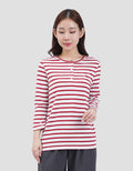 MXM HENLEY STRIPE KAOS LENGAN PANJANG WANITA