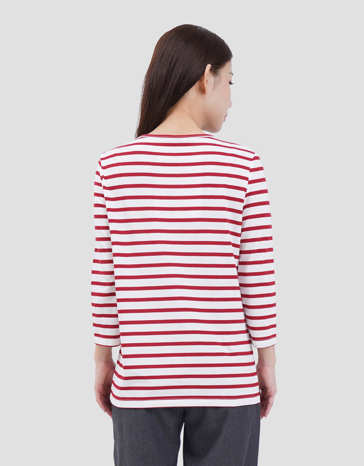 MXM HENLEY STRIPE KAOS LENGAN PANJANG WANITA