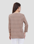 MXM STRIPE BUTTON KAOS LENGAN PANJANG WANITA