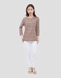 MXM STRIPE BUTTON KAOS LENGAN PANJANG WANITA