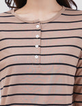 MXM STRIPE BUTTON KAOS LENGAN PANJANG WANITA