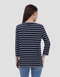 MXM STRIPE BUTTON KAOS LENGAN PANJANG WANITA