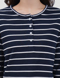 MXM STRIPE BUTTON KAOS LENGAN PANJANG WANITA