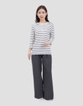MXM STRIPE BUTTON KAOS LENGAN PANJANG WANITA