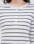 MXM STRIPE BUTTON KAOS LENGAN PANJANG WANITA