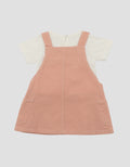 LITTLE M 2PC POCKET EMBRO OVERALL DRESS BAYI