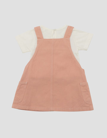LITTLE M 2PC POCKET EMBRO OVERALL DRESS BAYI