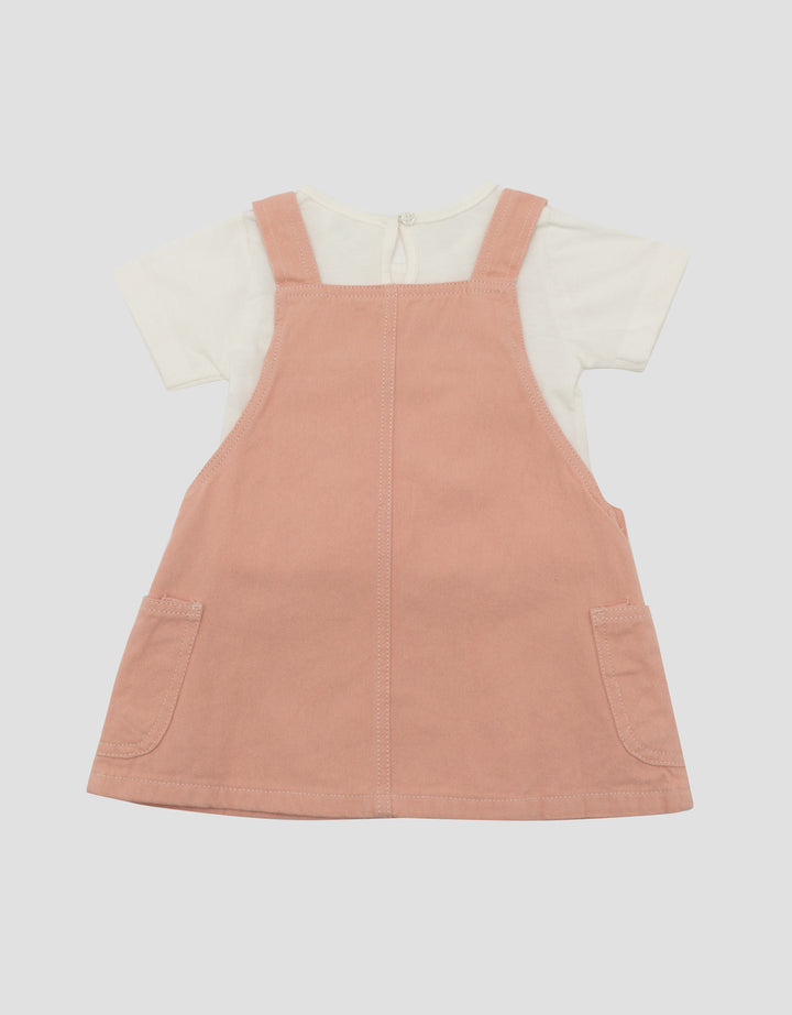LITTLE M 2PC POCKET EMBRO OVERALL DRESS BAYI