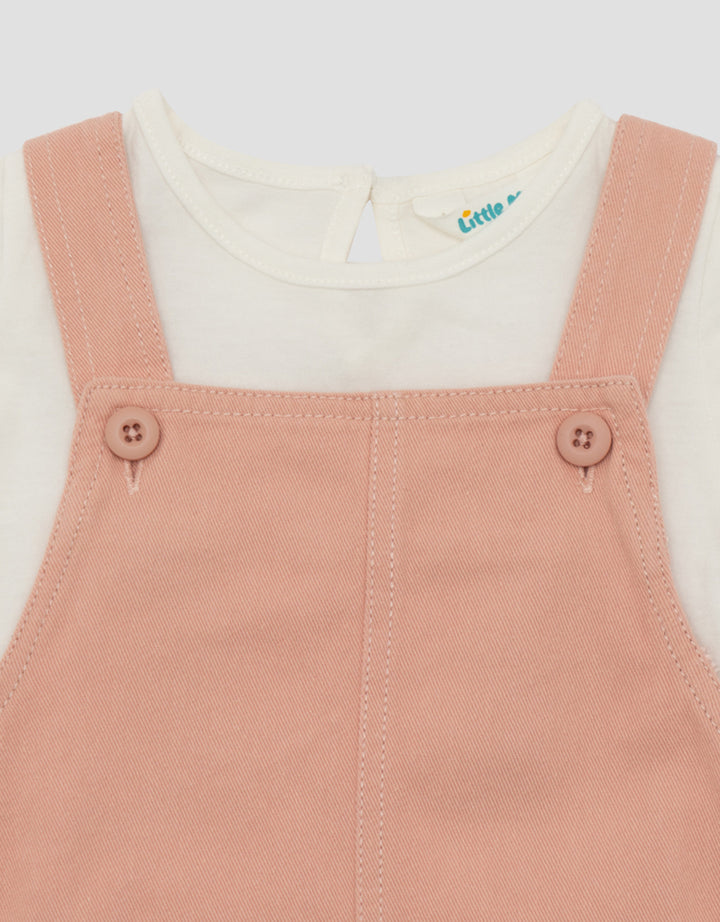 LITTLE M 2PC POCKET EMBRO OVERALL DRESS BAYI