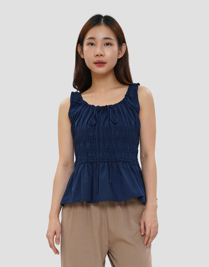 CONNEXION SMOCKED WAIST SQUARE NECK BLOUSE WANITA