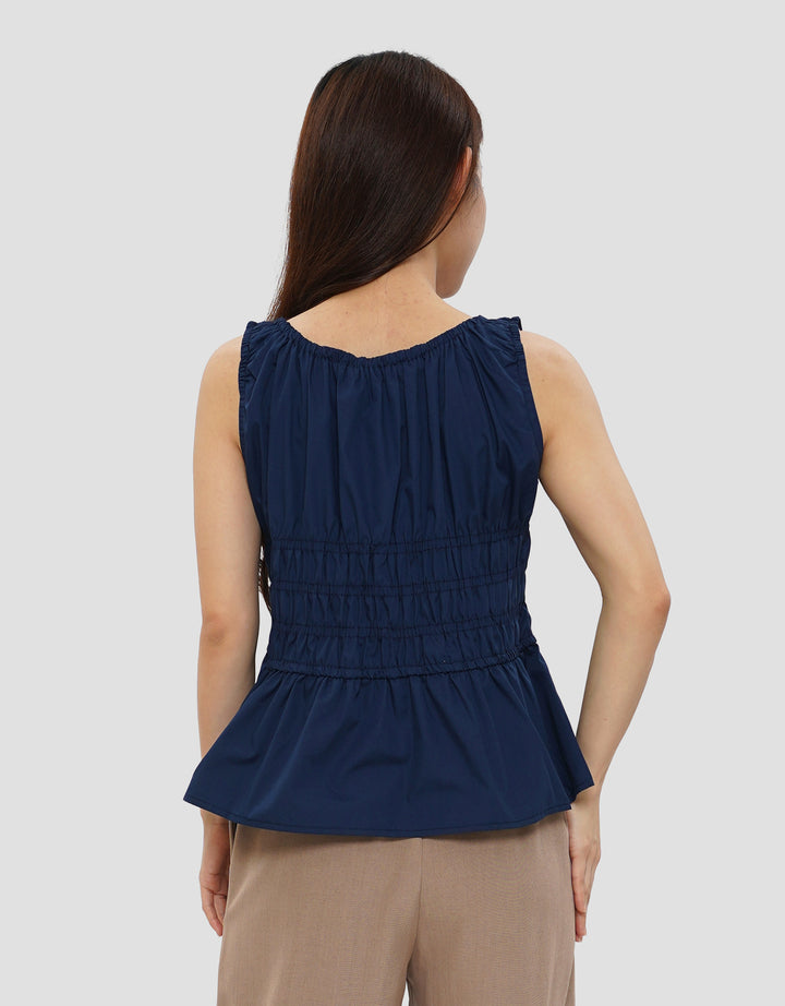 CONNEXION SMOCKED WAIST SQUARE NECK BLOUSE WANITA