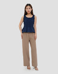 CONNEXION SMOCKED WAIST SQUARE NECK BLOUSE WANITA