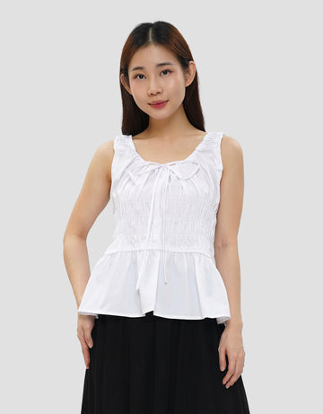 CONNEXION SMOCKED WAIST SQUARE NECK BLOUSE WANITA