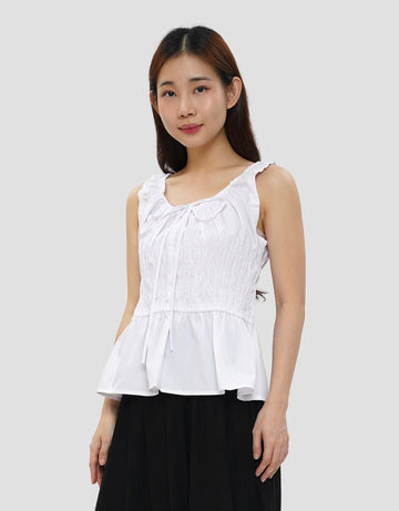 CONNEXION SMOCKED WAIST SQUARE NECK BLOUSE WANITA