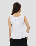 CONNEXION SMOCKED WAIST SQUARE NECK BLOUSE WANITA