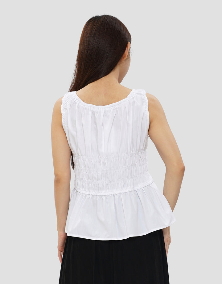 CONNEXION SMOCKED WAIST SQUARE NECK BLOUSE WANITA