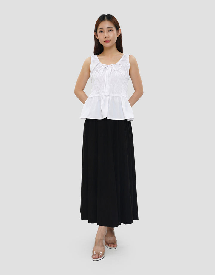 CONNEXION SMOCKED WAIST SQUARE NECK BLOUSE WANITA