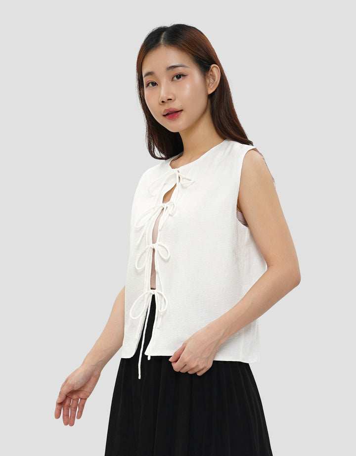 CONNEXION TIED FRONT BLOUSE SLEEVELESS WANITA