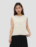 CONNEXION VEST TOP LINEN BLOUSE WANITA