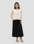 CONNEXION VEST TOP LINEN BLOUSE WANITA