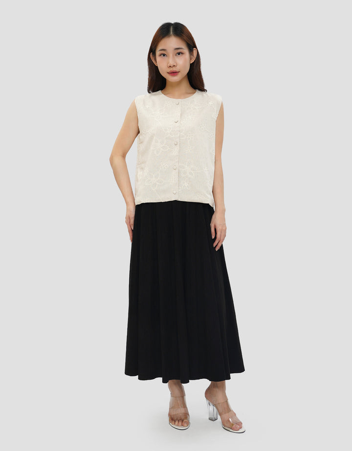 CONNEXION VEST TOP LINEN BLOUSE WANITA